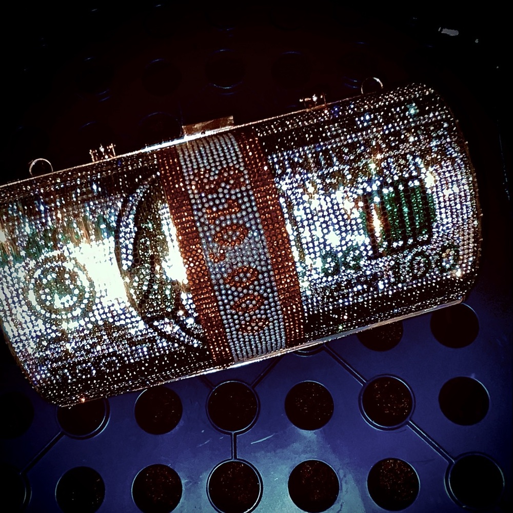 Rhinestone 100$ bill purse with handle